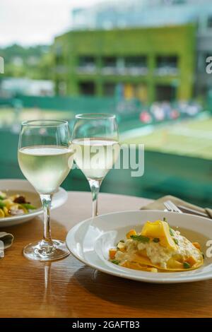 Frische Pasta bei den Wimbledon Tennis Championships Stockfoto