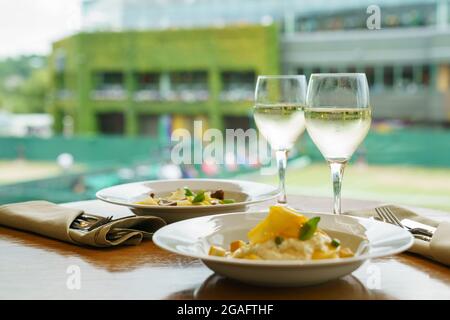 Frische Pasta bei den Wimbledon Tennis Championships Stockfoto