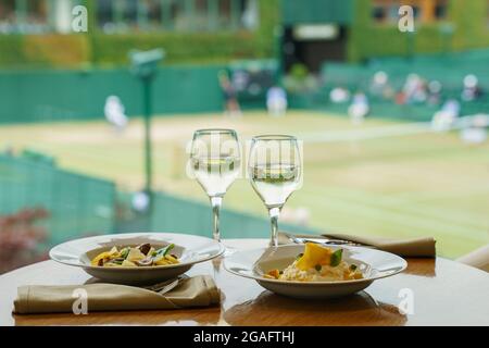 Frische Pasta bei den Wimbledon Tennis Championships Stockfoto