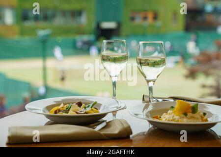 Frische Pasta bei den Wimbledon Tennis Championships Stockfoto