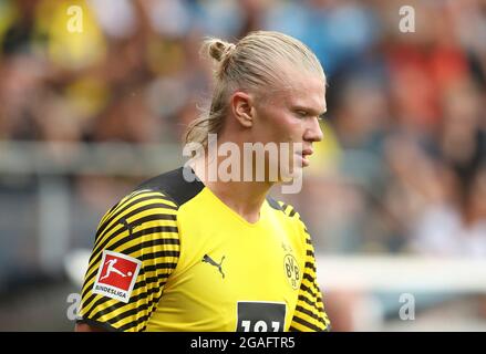 Dortmund, Deutschland. 30. Juli 2021. firo: 30.07.2021, Fußball, 1. Bundesliga, Saison 2021/2022, Testspiel, Borussia Dortmund - FC Bologna, Erling Haaland, Borussia Dortmund, BVB, Dortmund, Porträt, Kredit: dpa picture Alliance/Alamy Live News Stockfoto