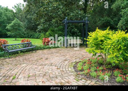 Blick auf den Großen Rasen in den Bellingrath Gardens Stockfoto