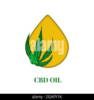 CBD-Öl und Cannabisblatt, konzeptionelle Illustration Stockfoto