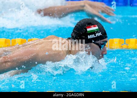 Tokio, Japan. Juli 2021. TOKIO, JAPAN - 31. JULI: Kristof Milak aus Ungarn tritt am 30. Juli 2021 im Tokyo Aquatics Center in Tokio, Japan, beim Men-100m-Butterfly-Finale während der Olympischen Spiele 2020 in Tokio an (Foto: Giorgio Scala/Insidefoto/Deepbluemedia) Credit: Insidefoto srl/Alamy Live News Stockfoto