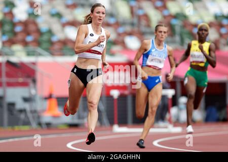 Tokio, Japan. Juli 2021. TOKIO, JAPAN - 31. JULI: Teilnahme an den 400-m-Hürden der Frauen Runde 1 während der Olympischen Spiele 2020 in Tokio im Olympiastadion am 31. Juli 2021 in Tokio, Japan (Foto von Pim Waslander/Orange Picics) Credit: Orange Pics BV/Alamy Live News Stockfoto