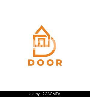 Buchstabe d Tür Haus Form geometrische einfache Logo Vektor Stock Vektor