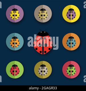 Vektorgruppe der Käfer auf blauem Hintergrund Stock Vektor