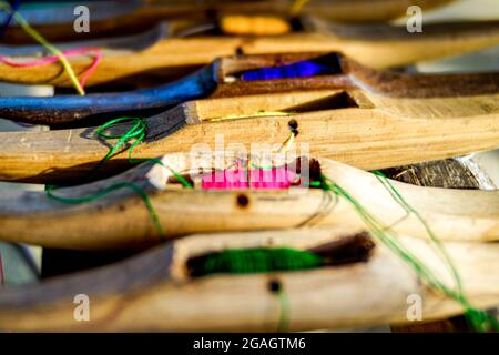 Traditionelle Weberei in Pu Luong Dorf Thanh Hoa Provinz Nordvietnam Stockfoto