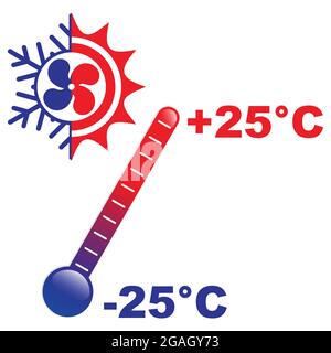 Symbol für Thermometer mit kalten und heißen Temperaturen Stock Vektor