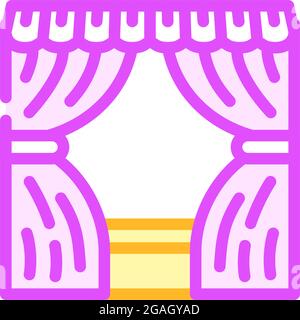 Szene mit Gardinen Farbe Symbol Vektor-Illustration Stock Vektor