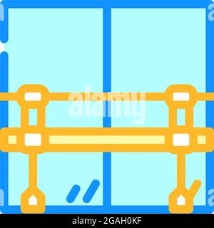 Geländer mit Spiegel in Tanzstudio Farbe Symbol Vektor Illustration Stock Vektor