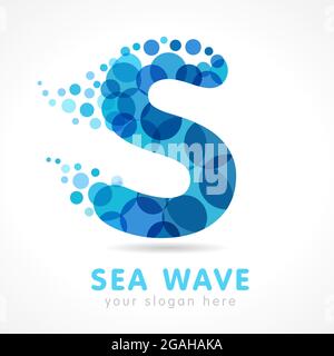 S Name Logo Konzept. Isoliertes abstraktes Design. Trendige grafische Vorlage in Buntglasfarben. Rein klar trinkenden blauen Blasen Haufen. Corporate HE Stock Vektor