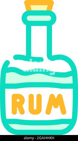 Rum Drink Flasche Piraten Farbe Symbol Vektor Illustration Stock Vektor
