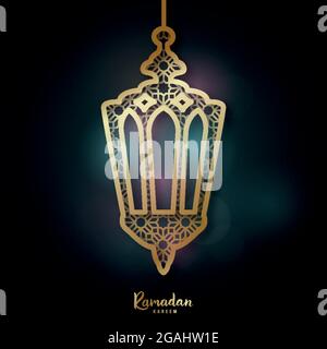 Ramadan Kareem. Glühende Laterne in einer religiösen Nacht. Vektorgrafik. Stock Vektor
