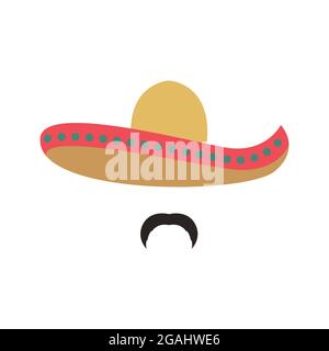 Porträt eines mexikanischen Mannes in Sombrero. Man-Symbol. Vektordarstellung auf weißem Hintergrund isoliert. Stock Vektor