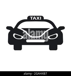 Abbildung des schwarzen Piktogrammtaxis auf weißem Hintergrund Stock Vektor