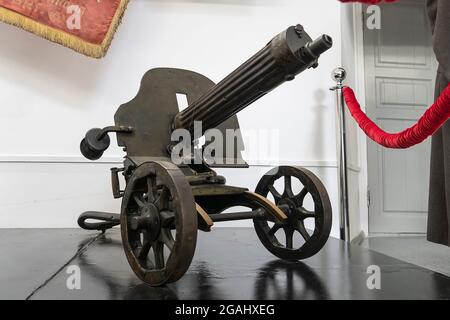 Alte Maschinenpistole. Maxim Gun. Erster Weltkrieg Maschinengewehr. Stockfoto