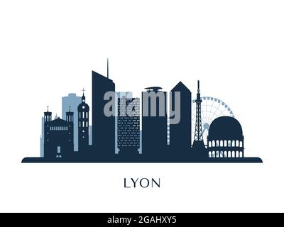 Skyline von Lyon, monochrome Silhouette. Vektorgrafik. Stock Vektor