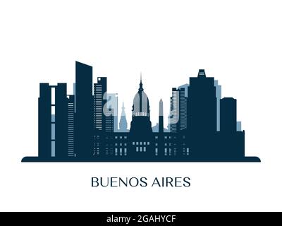 Skyline von Buenos Aires, monochrome Silhouette. Vektorgrafik. Stock Vektor