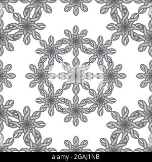 Metallisches, abstraktes Blumenmuster in grau und weiß silber mit 3d-Effekt. Vektorgrafik Stock Vektor