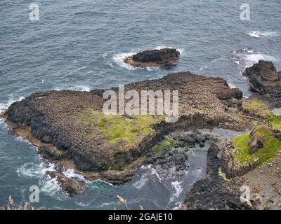 Basaltsäulen bei Giants Causeway an der Antrim Coast, Nordirland, Großbritannien Stockfoto