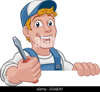 Elektriker Cartoon Heimwerker Klempner Mechaniker Stock Vektor