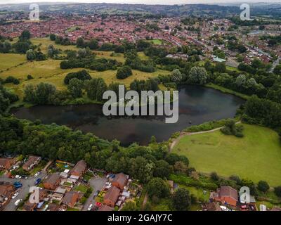 Luftaufnahmen von Stoke on Trent Staffordshire Drone Ford Green Nature Reserve Stockfoto