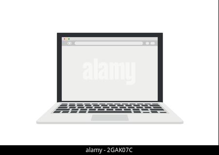 Laptop mit leerem Browserfenster in flachem Design Stock Vektor