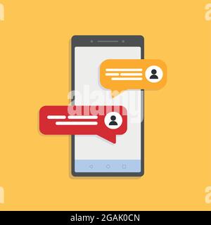 Chat über ein soziales Netzwerk auf dem Smartphone. Stock-Vektor. Stock Vektor