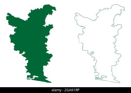 Tiruvarur Bezirk (Tamil Nadu State, Republik Indien) Karte Vektor Illustration, scribble Skizze Tiruvarur Karte Stock Vektor