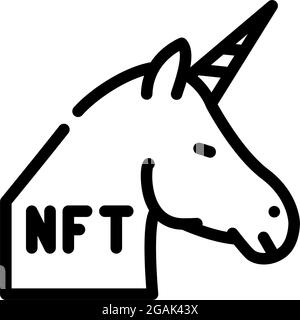 Vektorgrafik für nft-Unicorn-Liniensymbole Stock Vektor