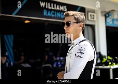 Budapest, Ungarn. Juli 2021. George Russell (GBR) Williams Racing. Großer Preis von Ungarn, Samstag, 31. Juli 2021. Budapest, Ungarn. Quelle: James Moy/Alamy Live News Stockfoto