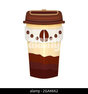 Kaffeetasse isoliert auf weißem Hintergrund. Plastikbecher mit heißem Kaffee. Pappbecher zum Mitnehmen. Einweg-Becher für Fastfood-Shop. Vektorgrafik Stock Vektor