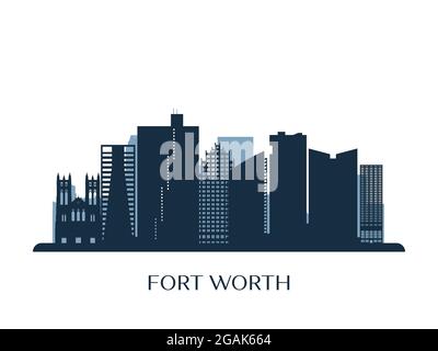 Skyline von Fort Worth, monochrome Silhouette. Vektorgrafik. Stock Vektor