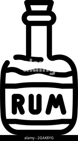 Rum Drink Flasche Pirat Linie Symbol Vektor Illustration Stock Vektor