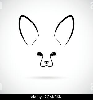 Schnauze von niedlichen Fennec auf weißem Hintergrund. Line Art. Minimalistisches Symbol für Ihr Design. Stock Vektor