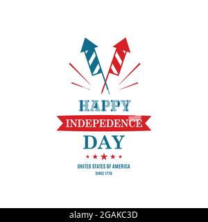 Unabhängigkeitstag Der Vereinigten Staaten. Alles gute zum 4. Juli. Vektor-Grußkarte. Stock Vektor