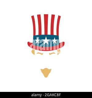 Porträt von Onkel Sam. Nationalfeiertag in den Vereinigten Staaten von Amerika Unabhängigkeitstag. Vektorgrafik. Stock Vektor