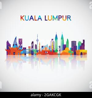 Silhouette der Skyline von Kuala Lumpur im farbenfrohen geometrischen Stil. Symbol für Ihr Design. Vektorgrafik. Stock Vektor