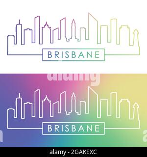 Skyline von Brisbane. Farbenfroher, linearer Stil. Editierbare Vektordatei. Stock Vektor