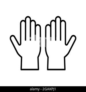Symbol für Schutzhandschuhe. Flaches Piktogramm für Web. Linienhub. Isoliert auf weißem Hintergrund. Gliederungsvektor eps10 Stockfoto