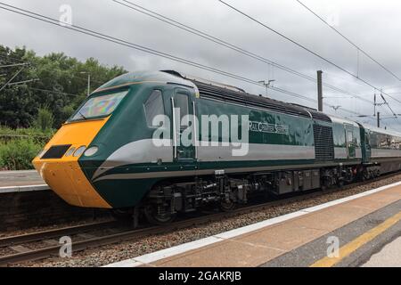 43059 bei Skipton beim 126F Staycation Express nach Carlisle. Stockfoto