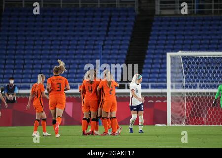 30. Juli 2021, Tokio, Kanto, Japan: TOKIO, JAPAN, 30. JULI 2021: FRAUENFUSSBALL NIEDERLANDE gegen USA in Japan am 30.07.2021 während der OLYMPISCHEN SPIELE 2020 - 2021 in Tokio, . .Dieses Bild ist für die Verwendung in der Presse; Foto von ZUMA Press / Jon GADEA (Bild: © Beto Rockfeller/ZUMA Press Wire) Stockfoto