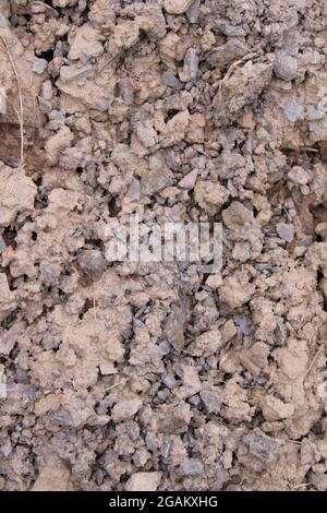 Eine Detailaufnahme von Red Clay und Slate Rock Mud Stockfoto