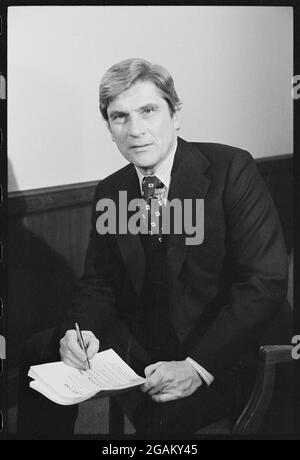 Porträt von Senator John William Warner III (1927-), republikanischer Senator von Virginia, Washington, DC, 19. Januar 1979. (Foto von Warren K Leffler/US News & World Report Collection/RBM Vintage Images) Stockfoto