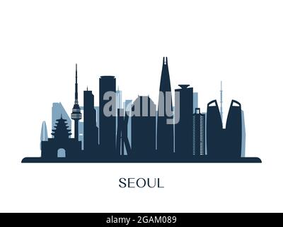 Skyline von Seoul, monochrome Silhouette. Vektorgrafik. Stock Vektor