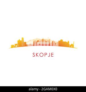 Silhouette der Skyline von Skopje. Vektor-Design bunte Illustration. Stock Vektor