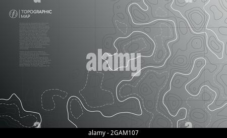Topografische Linienkarte. Abstraktes topografisches Kartenbanner mit Kopierbereich. Vektorhintergrund. Stock Vektor