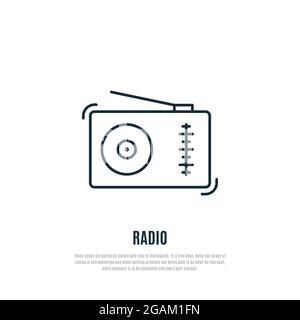Symbol für UKW-Empfänger. Funkschild. Linienkunst. Vektorgrafik Stock Vektor