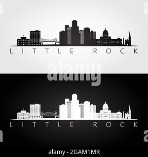 Little Rock, USA Skyline und Wahrzeichen Silhouette, schwarz-weißes Design, Vektor-Illustration. Stock Vektor